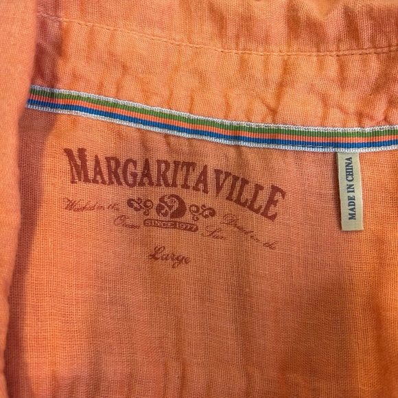 🔥”Margaritaville” Men’s Orange Casual Button Down Short Sleeved Shirt w/ Pockets - Picture 8 of 11